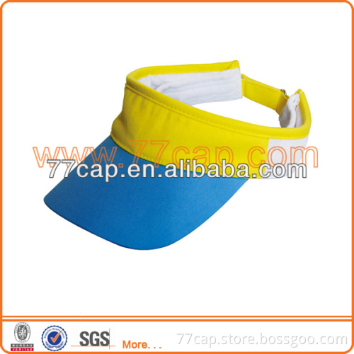 Custom Blank Blue and Yellow Cotton Lighted Sun Visor Cap